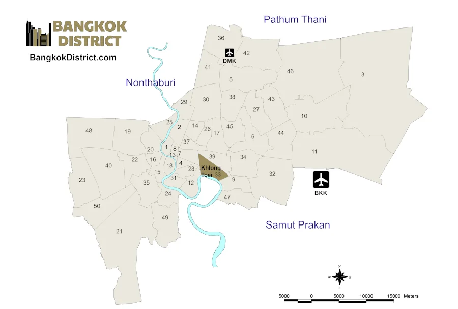Map of Khlong Toei District, Bangkok