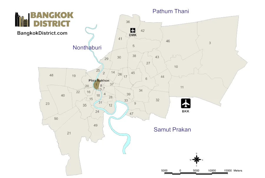Map of Phra Nakhon District, Bangkok