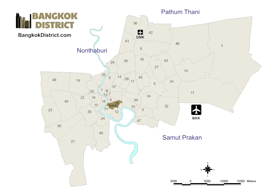 Map of Sathon District, Bangkok